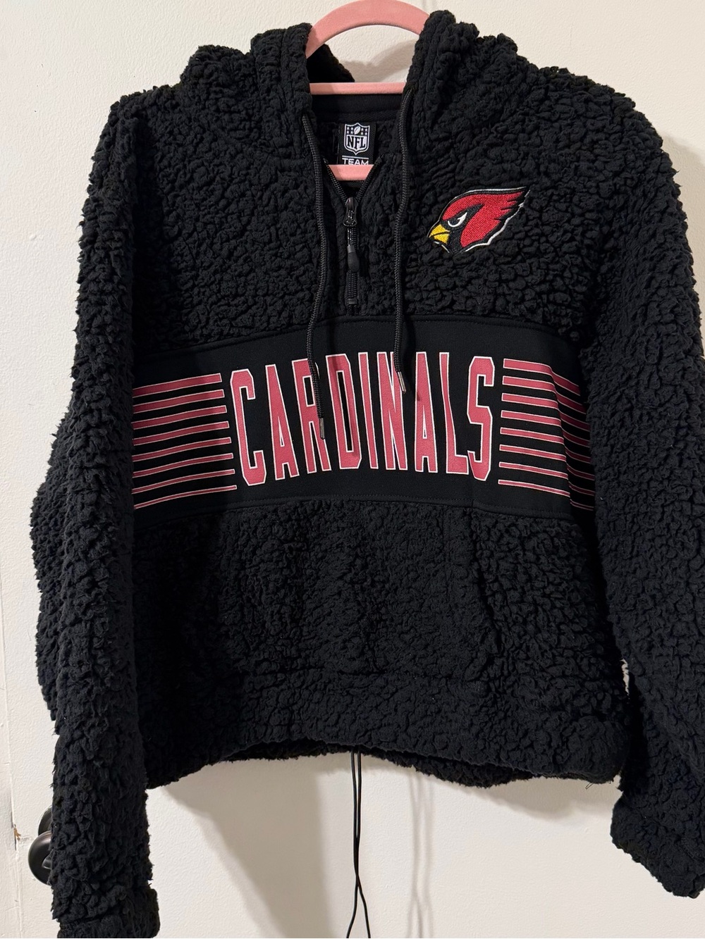 Arizona Cardinals NFL Sherpa Fleece 1/4 Zip Hoodie Size Large